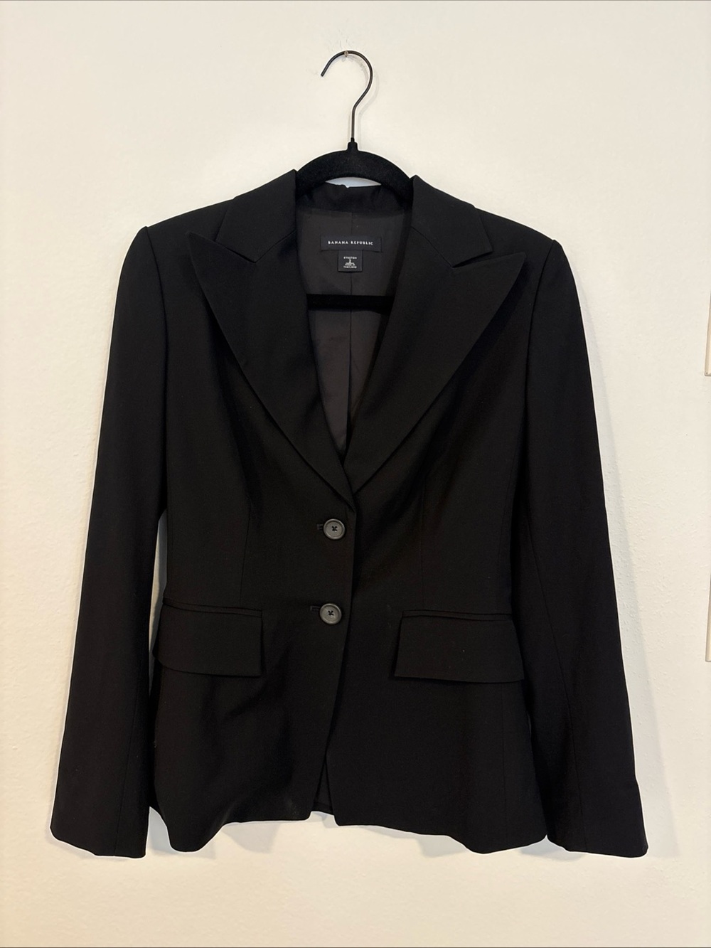 Banana Republic Stretch Black Women's Two-Button Tailored Blazer